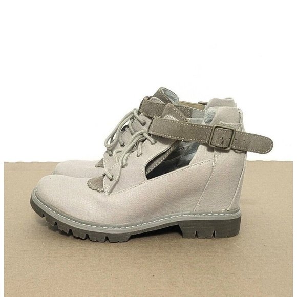 Caterpillar Shoes - Caterpillar CAT Helena Gray Canvas Wedge Heel Ankle Booties NEW Womens Size 8.5